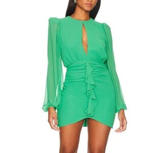 NBD Arijana Chiffon Mini Dress Mermaid Green Size Medium